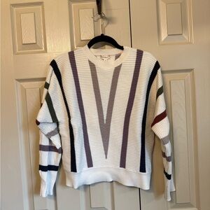 Hem & Thread Sweater with Multicolor Stripes